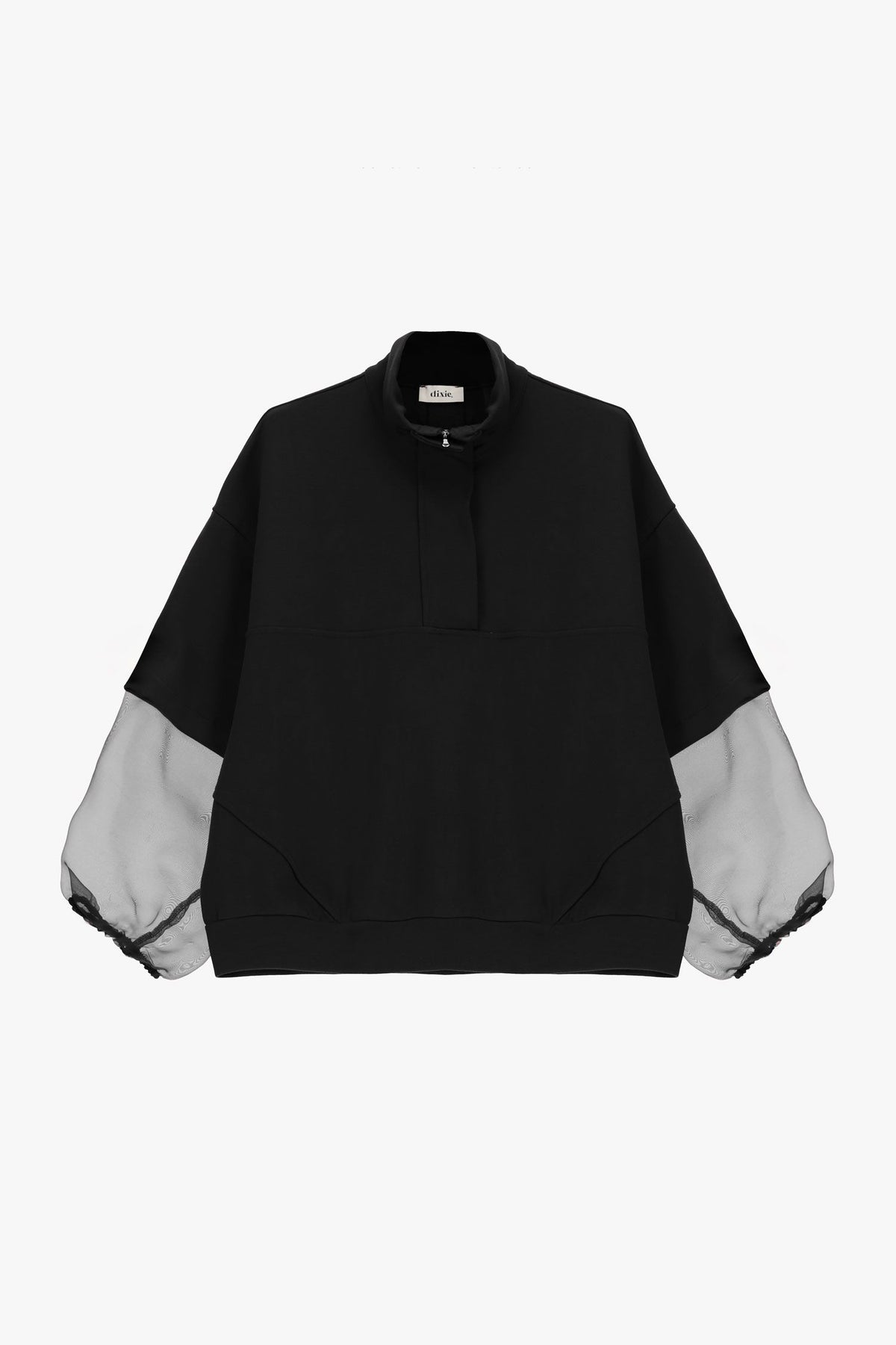 Sweatshirt with sheer sleeves