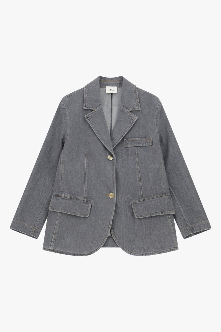 Denim blazer with patch pockets and buttons