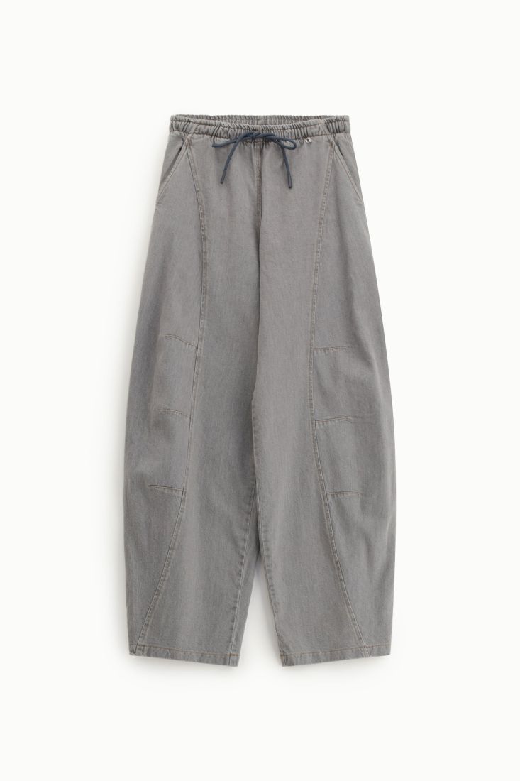 Palazzo wide-leg trousers with high waist and drawstring