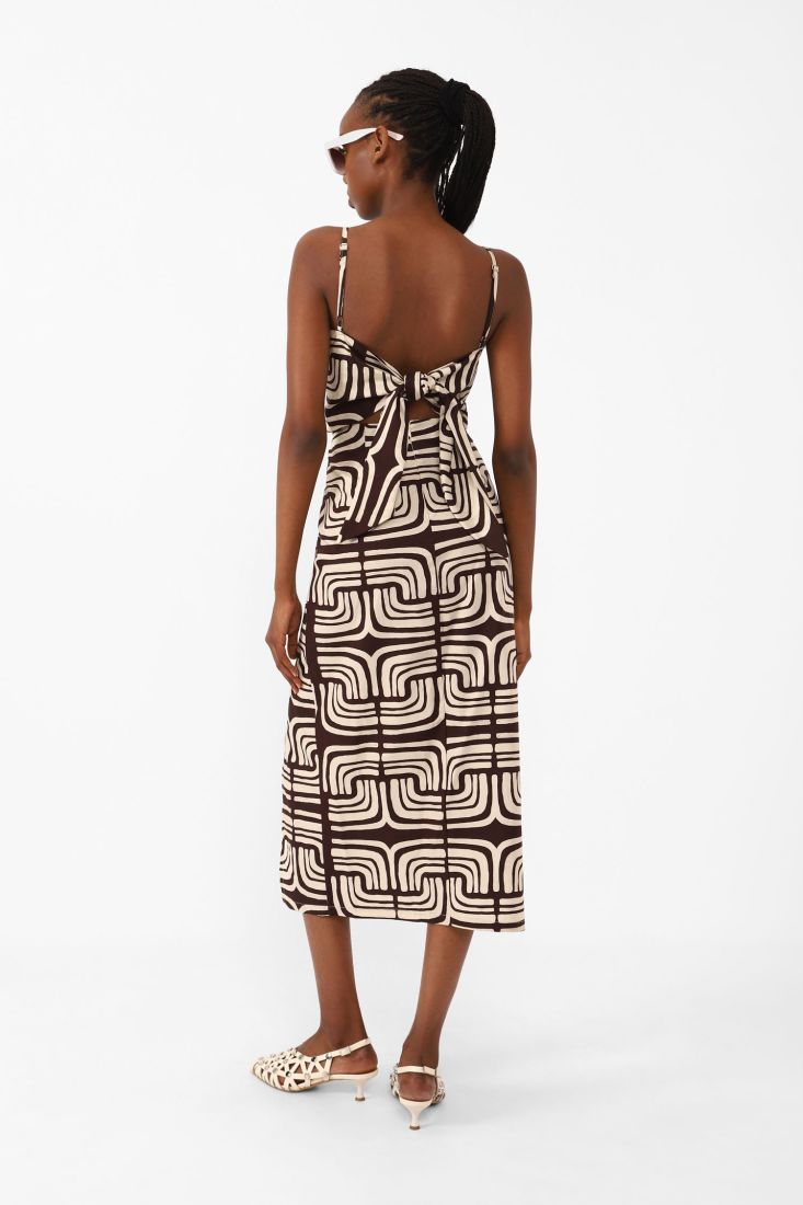 Cotton midi dress with geometric print