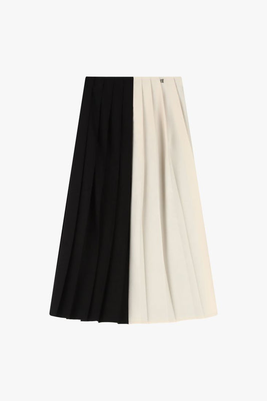 Bicolor long pleated skit