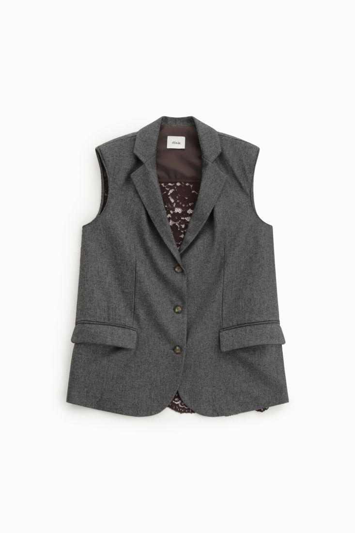 Grey vest with lace back detail