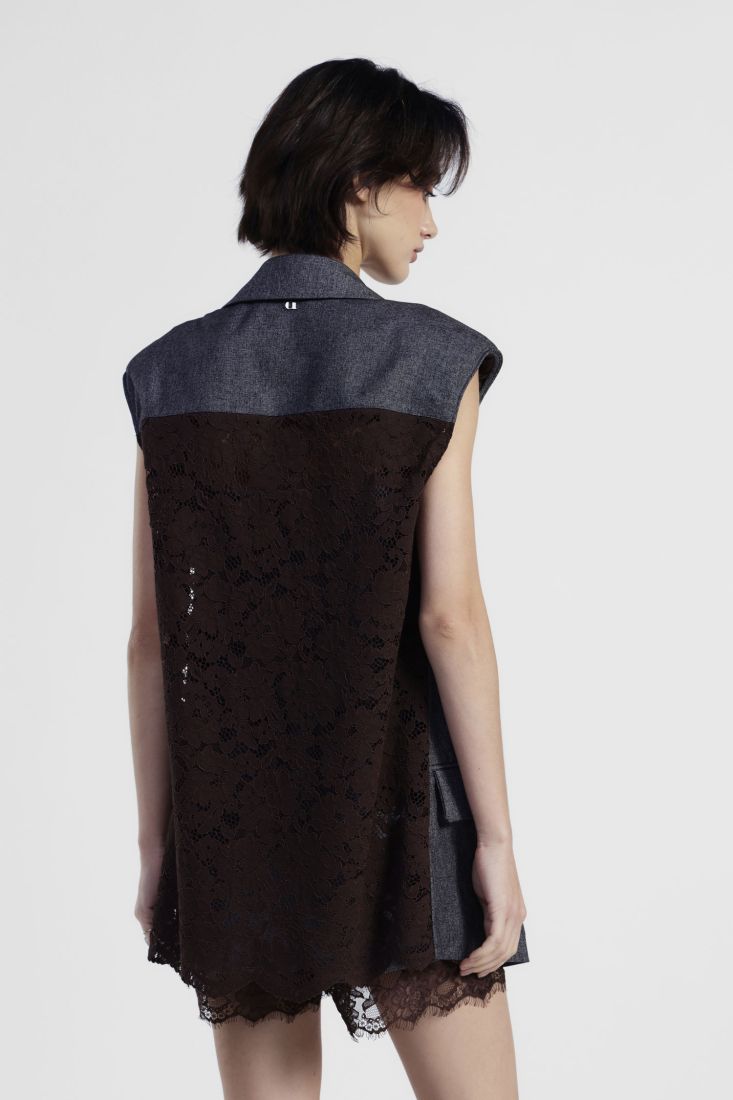 Grey vest with lace back detail