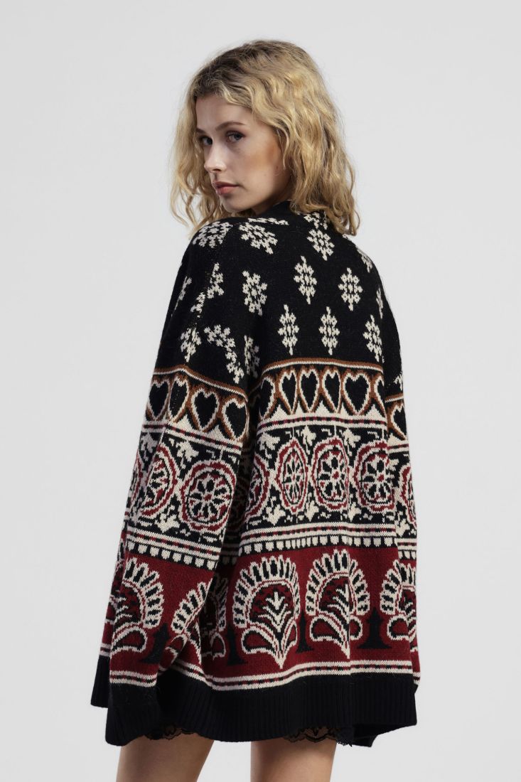 Jacquard patterned cardigan with long sleeves