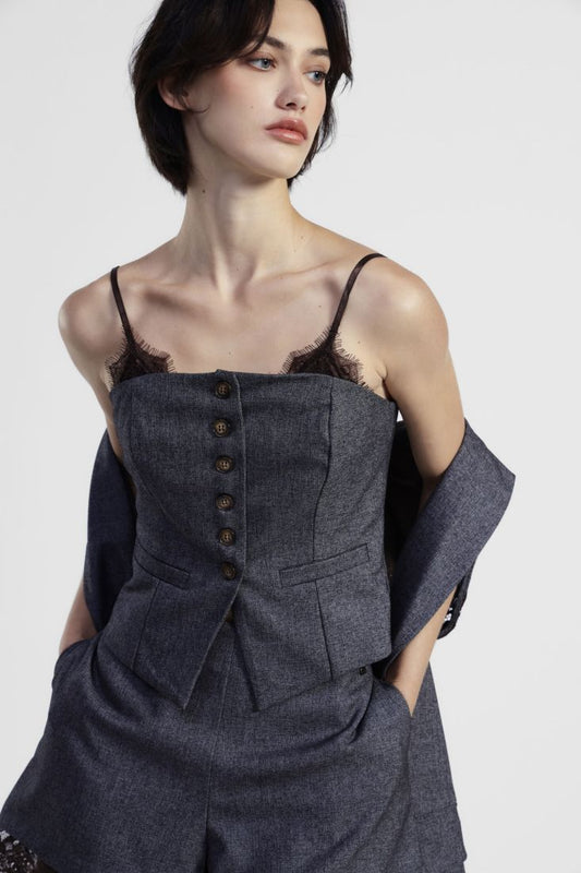 Grey top with buttons