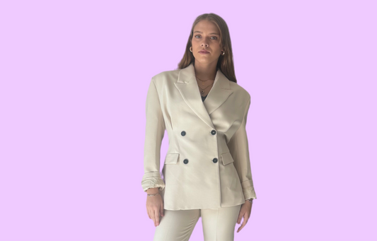 Creme double breasted blazer