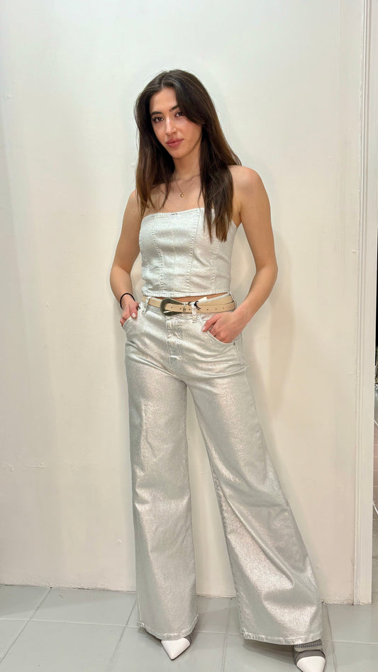 Silver highwaisted trouser