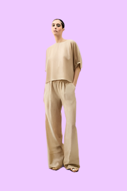 Sheer long trouser with elastic band