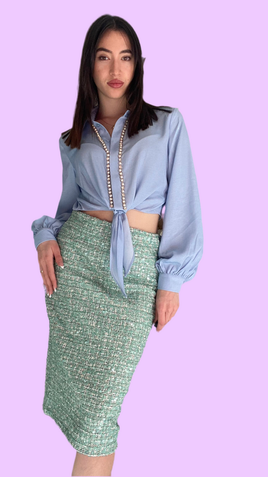 Tweed midi skirt