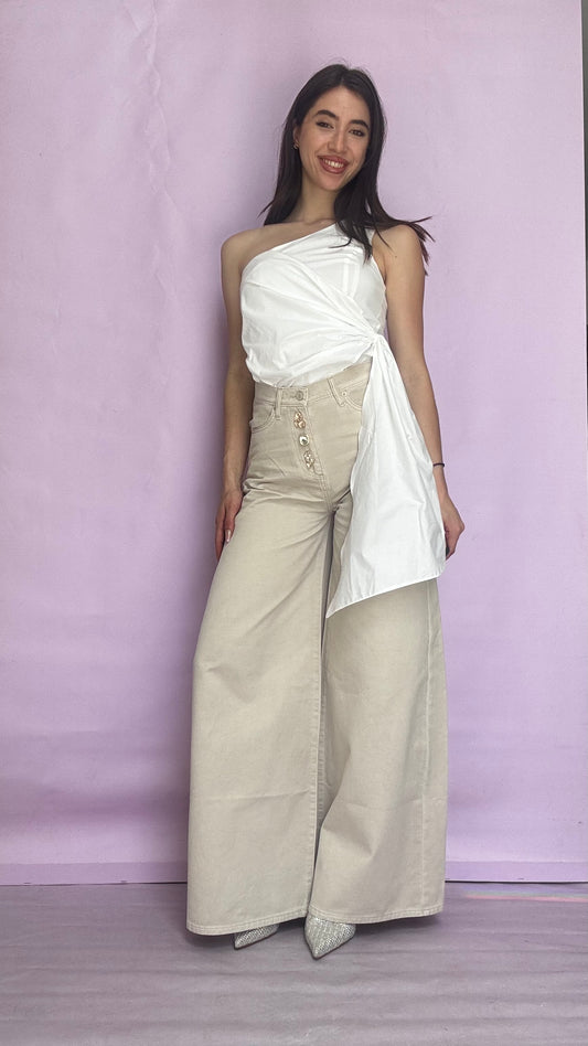 White one shoulder top