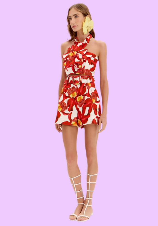 Flared short with belt