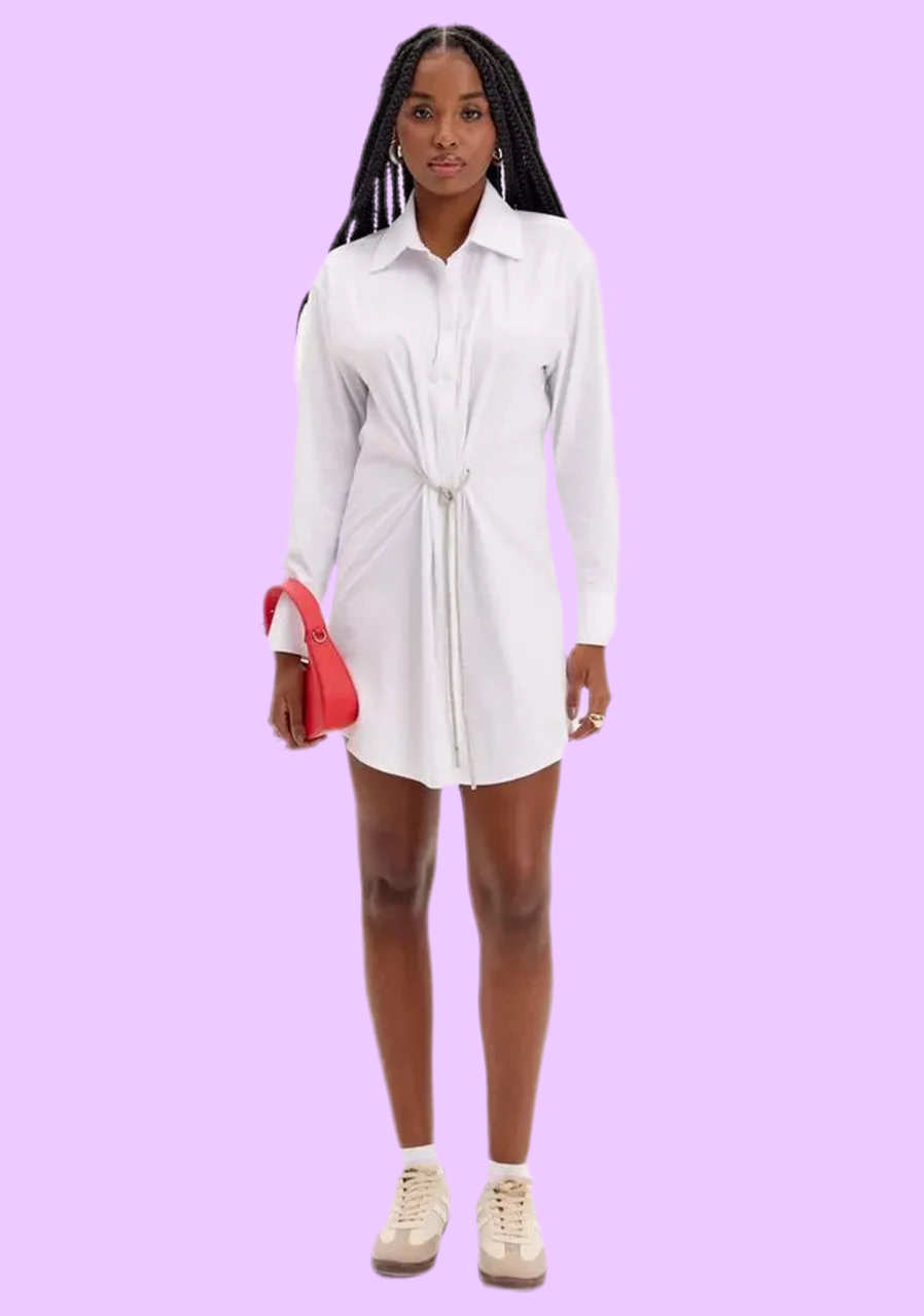 Chemise dress with tied shine