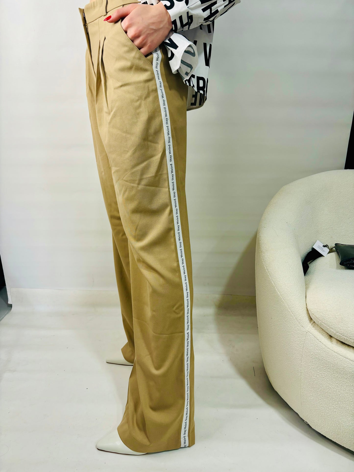 High waist camel trouser