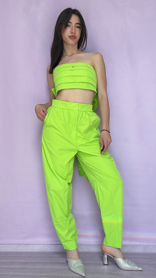 Lime slouchy tailored trouser