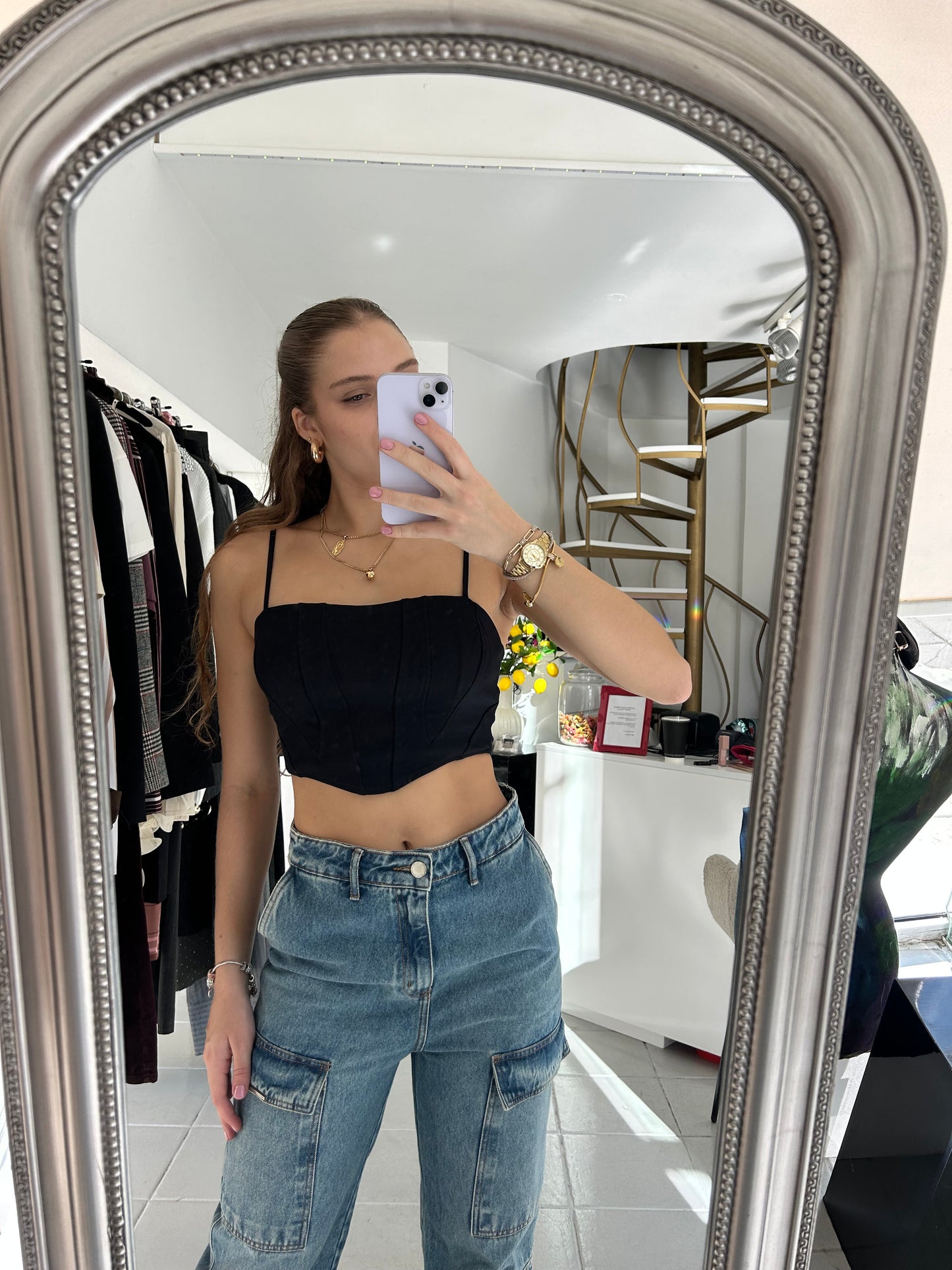 Black cropped top