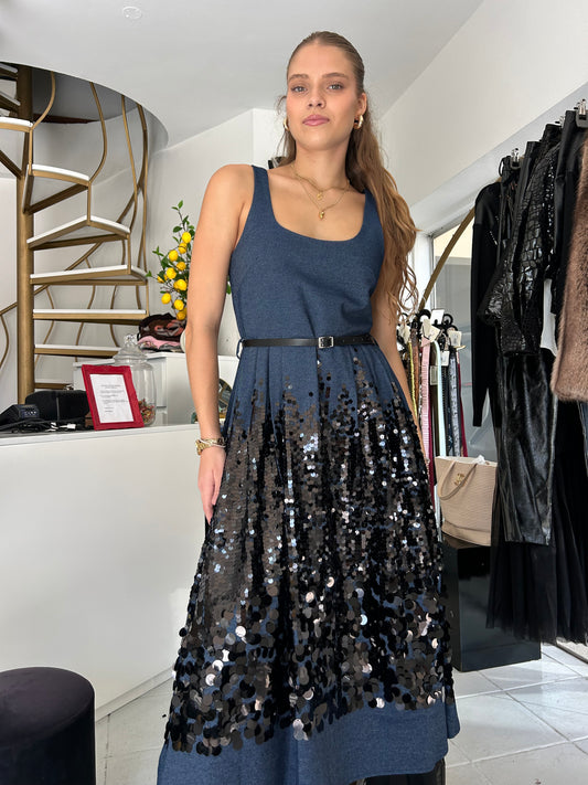 Blue midi sequin dress