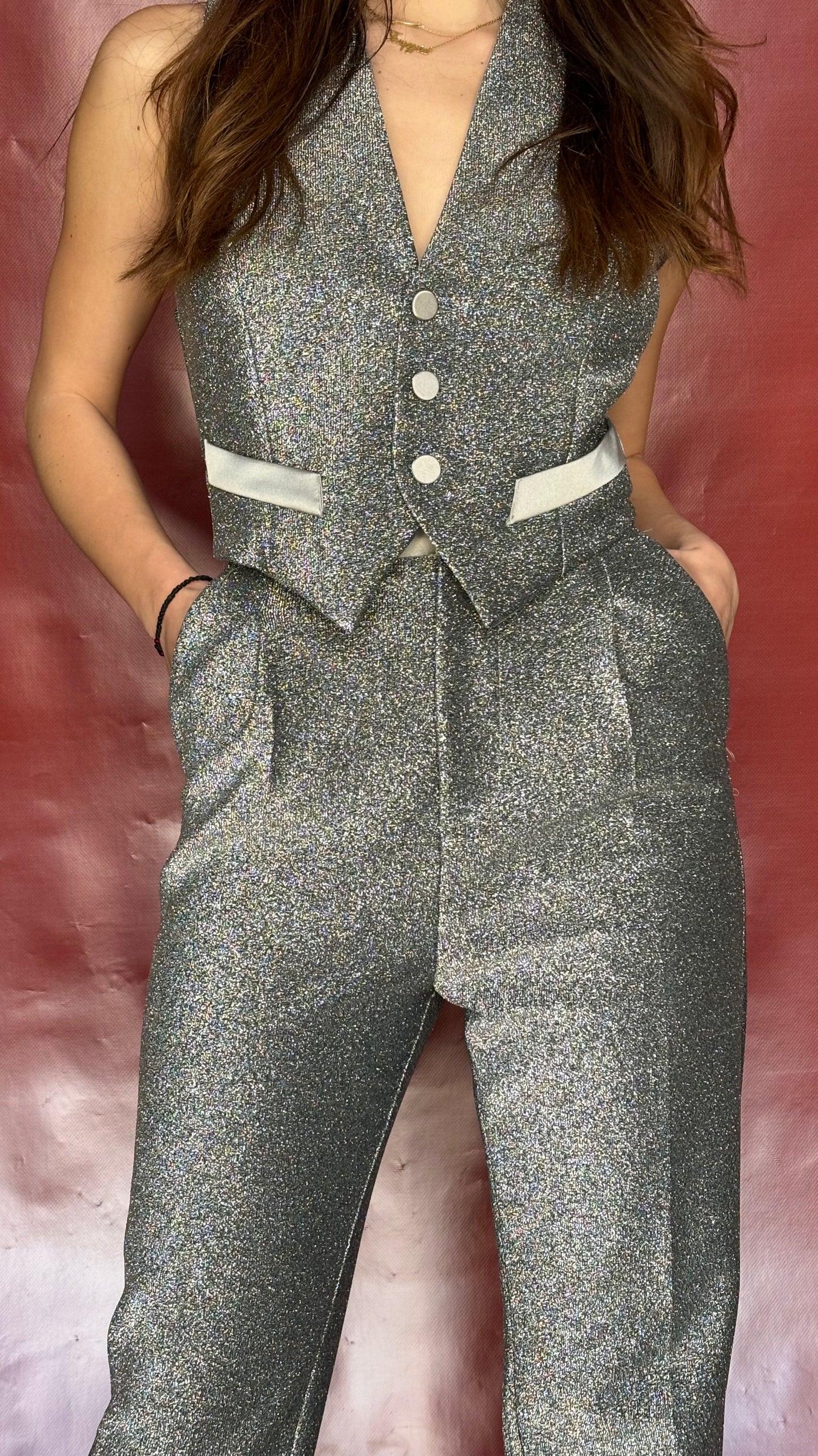 Silver lurex jumpsuit