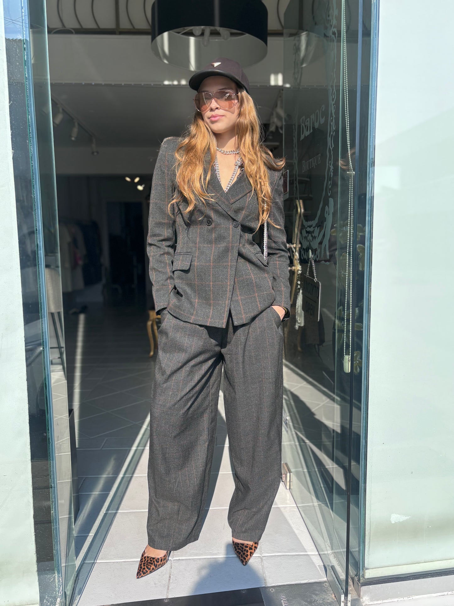 Grey oversized jogger pants