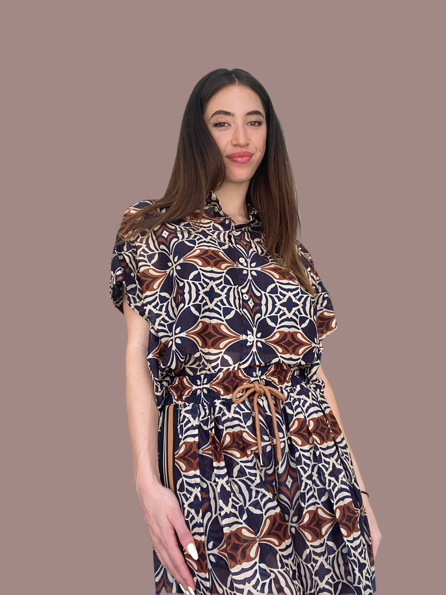 Pure cotton shirt with geometric print