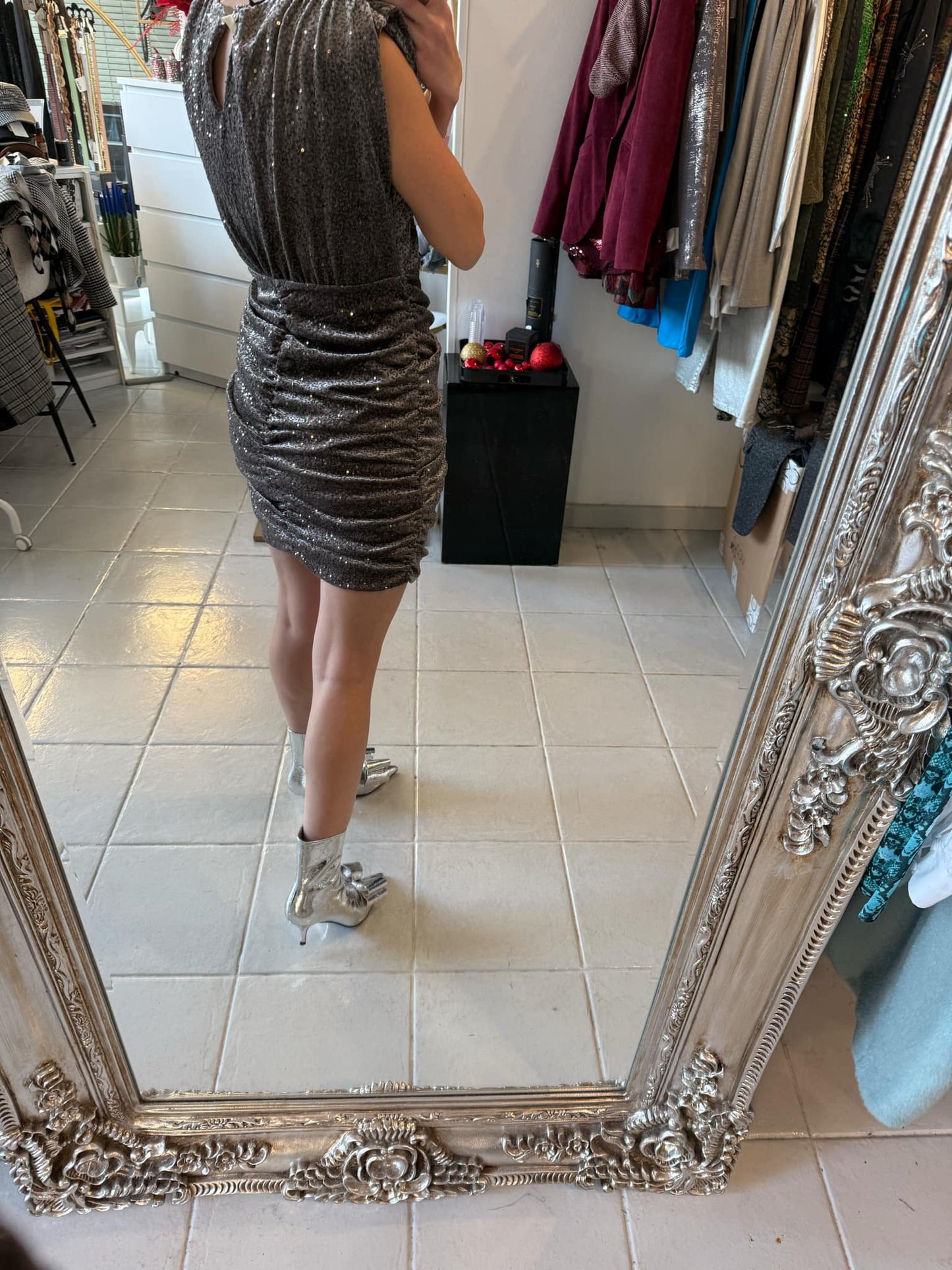 Gray velour mini dress