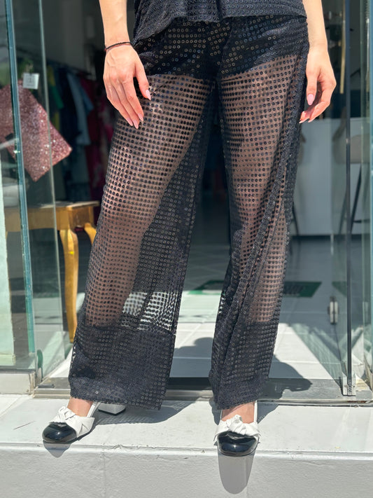 Black see through sequin trouser