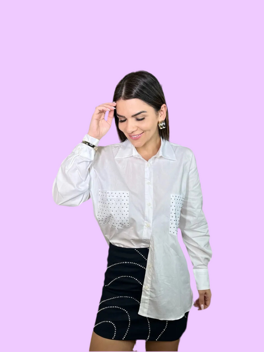 White Long sleeve pocket shirt