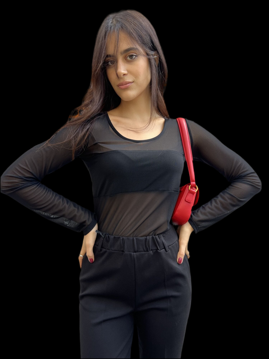 Black seethrough top