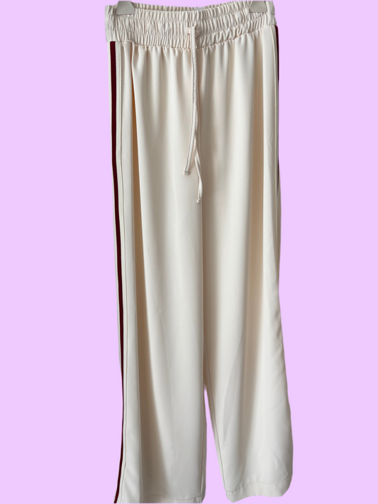Wide leg creme trouser with stripes