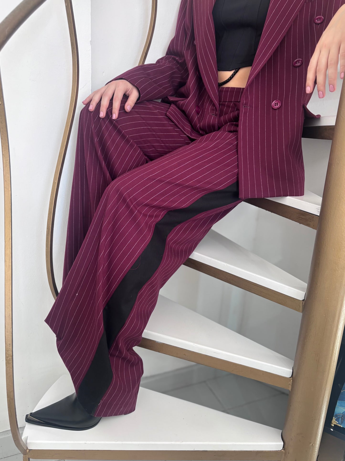 Burgundy striped suit