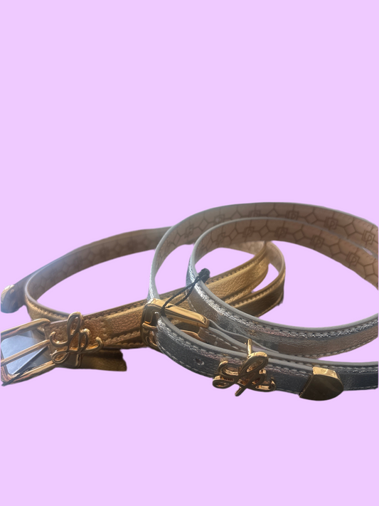 Leather metallic belt