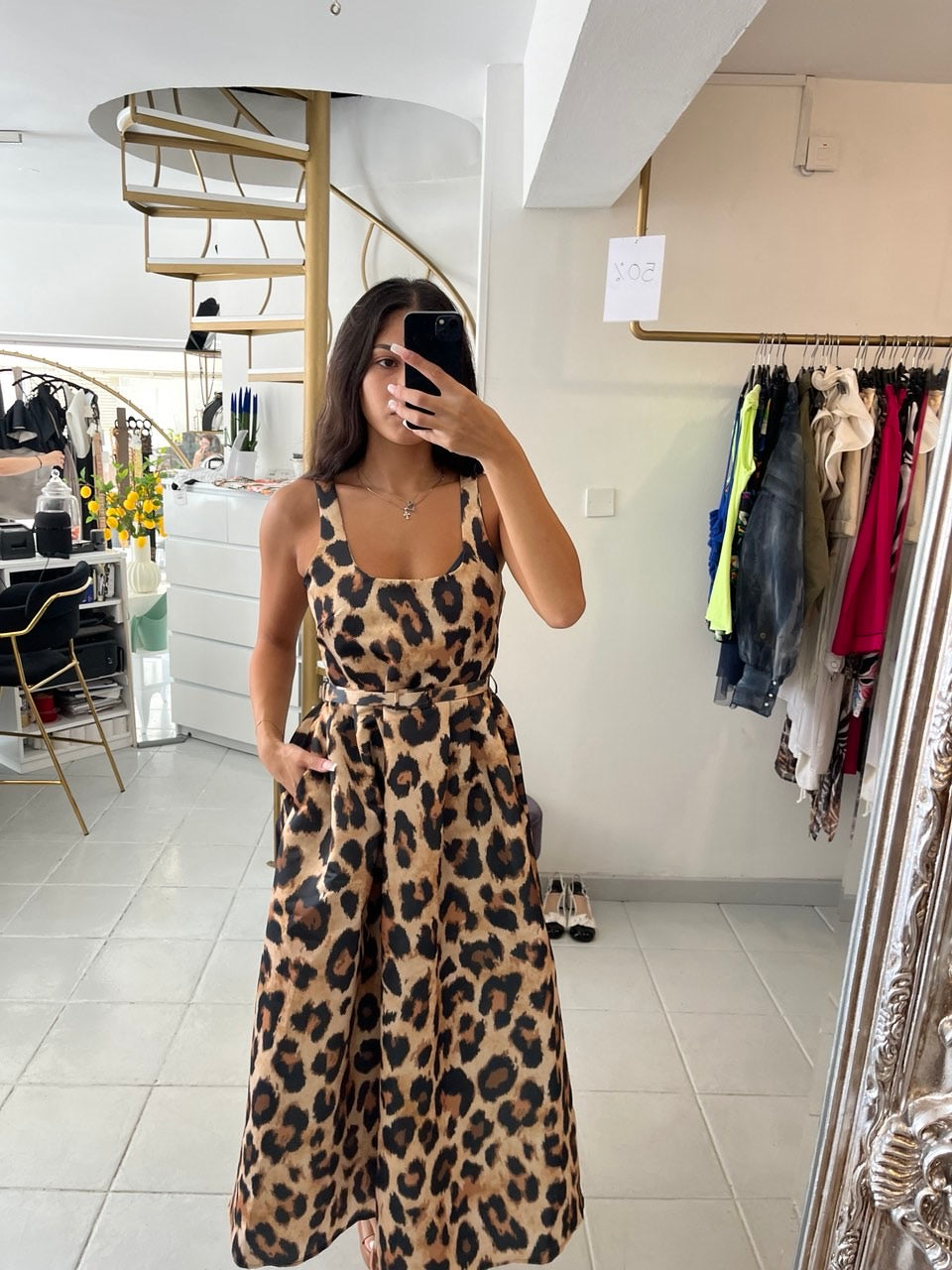 Leopard midi dress