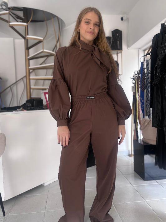 Brown Inna Manoli taffeta set