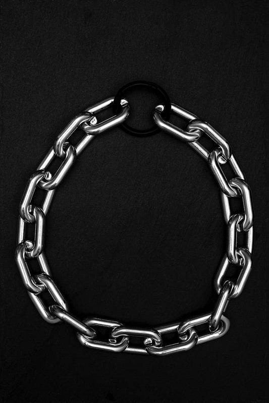 Chunky black and silver chain