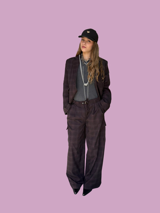 Bordeaux plaid blazer