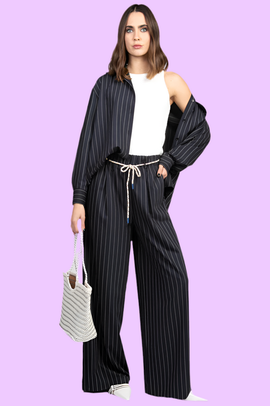 Blue Pin stripe wide leg trouser