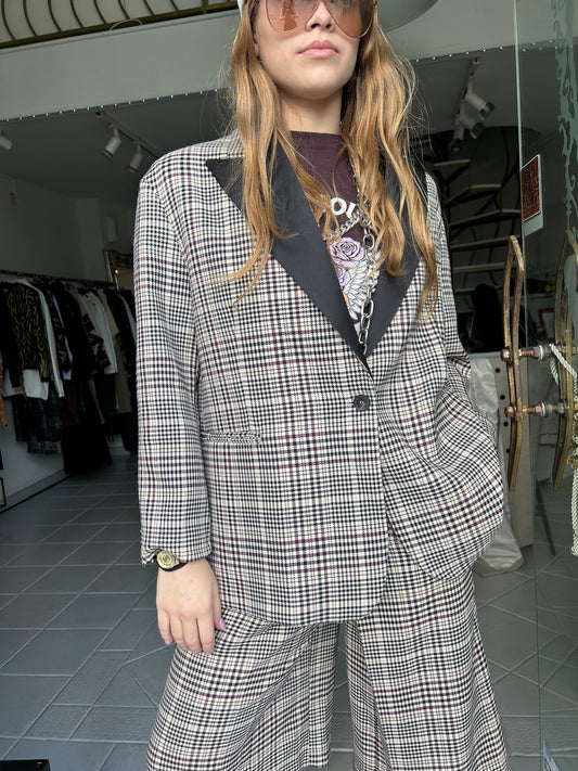 Three colored pied du poulet blazer