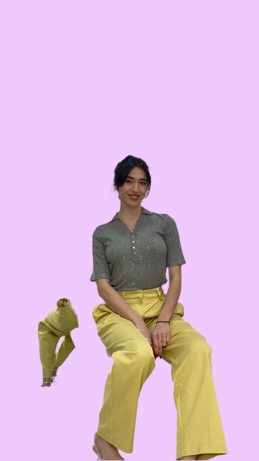 Short sleeve top with collar