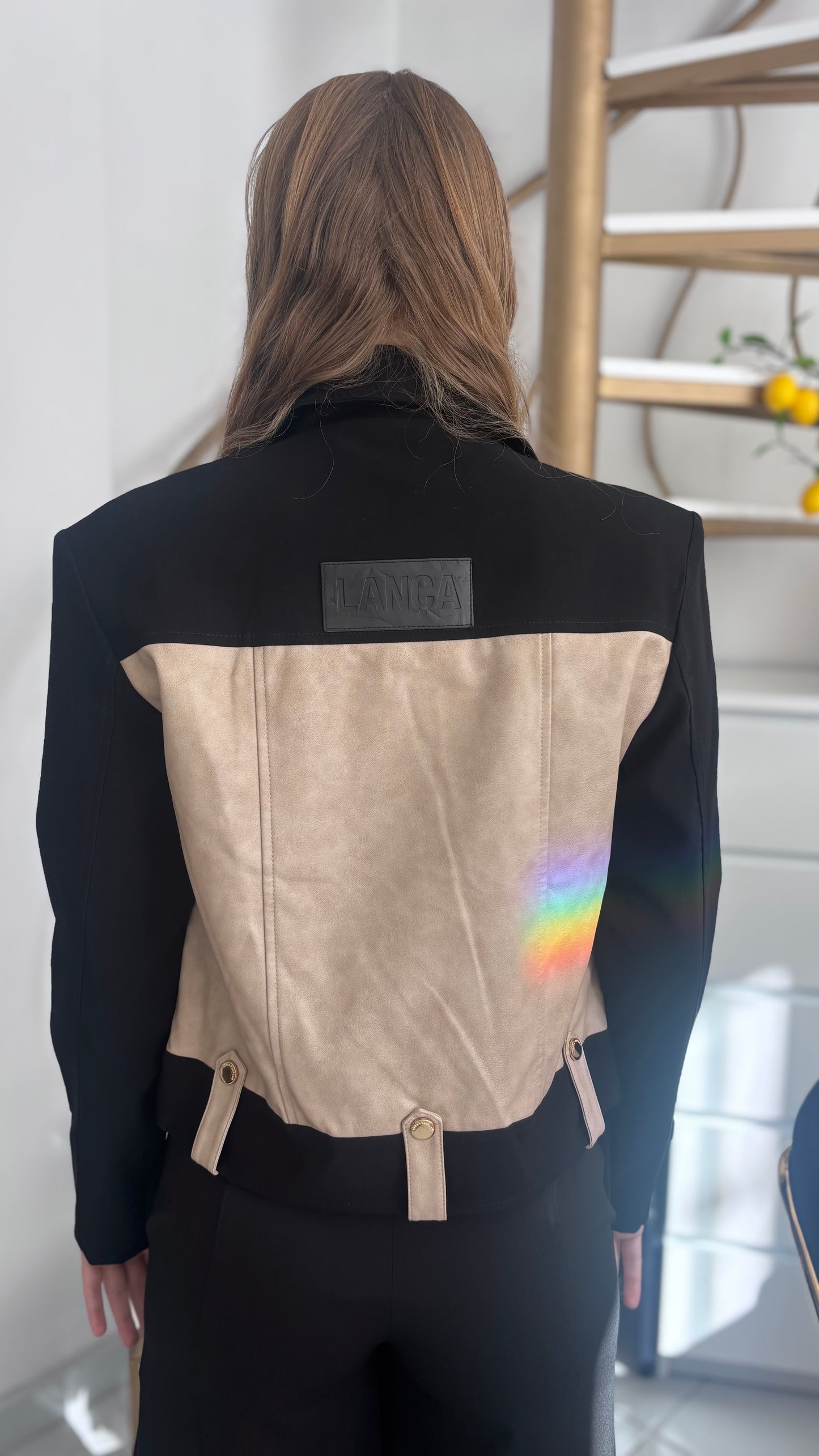 Bicolor eco leather jacket