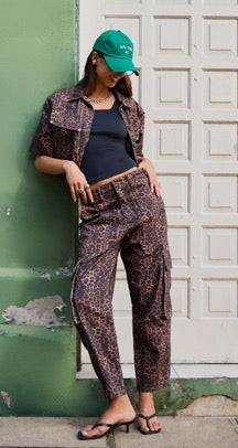 Denim leopard pants