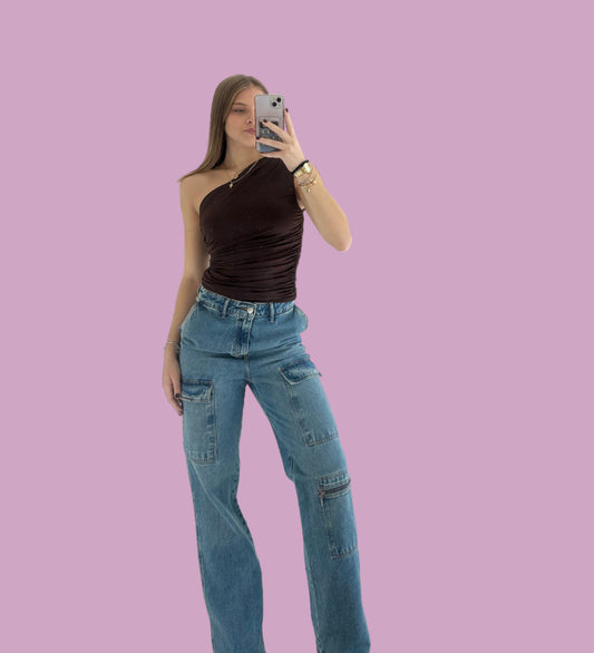 Denim cargo pants