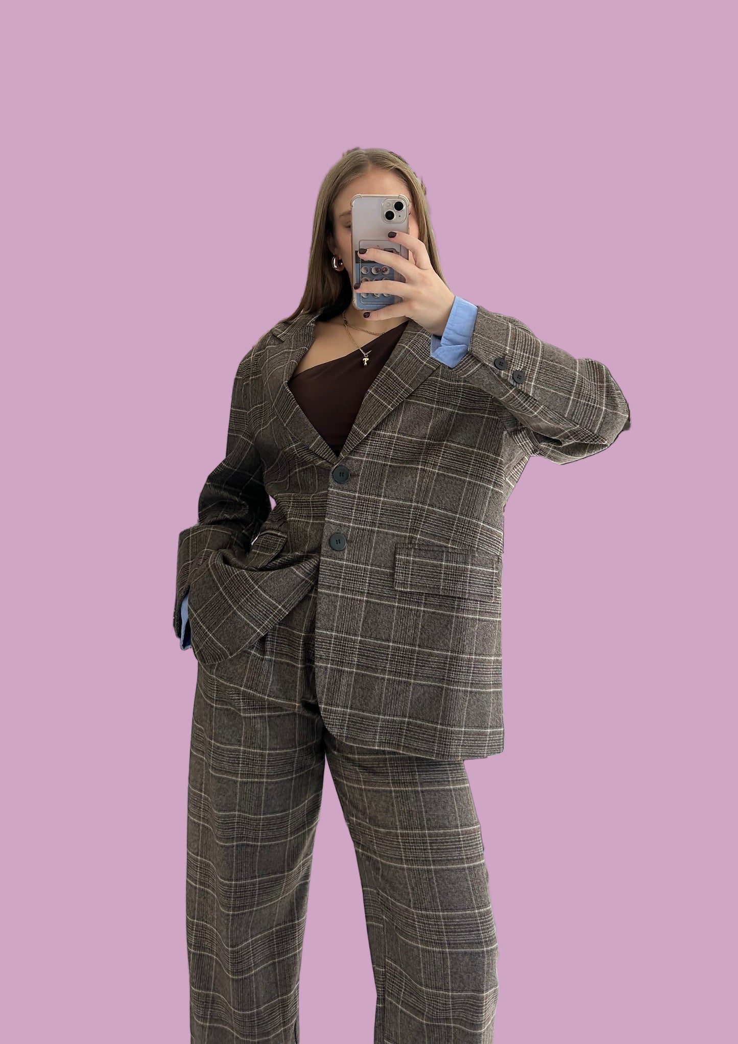 Checked oversize blazer