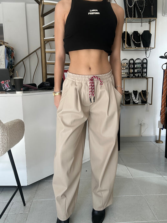 Eco leather palazzo pants