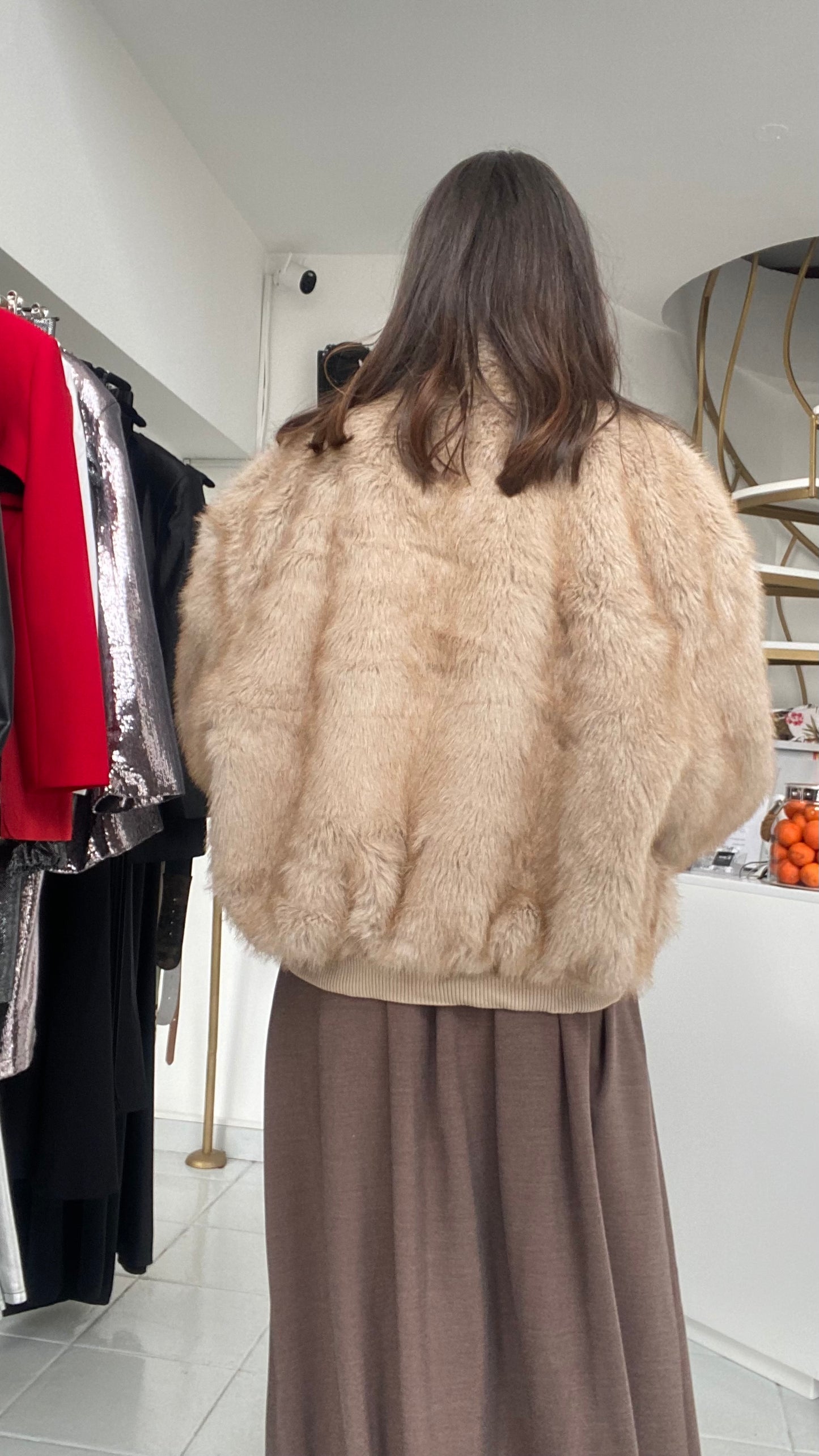 Beige faux fur