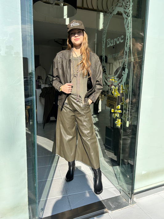 Eco leather zip culotte