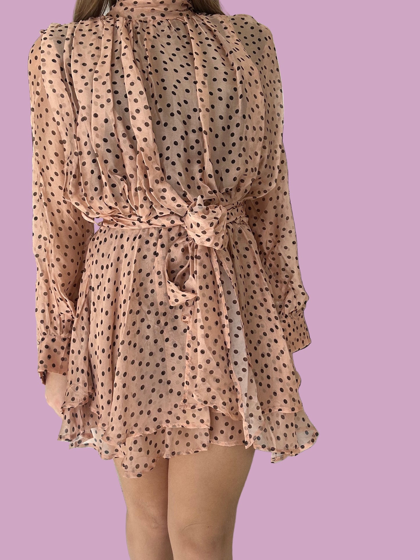 Pink Petit pois mini dress