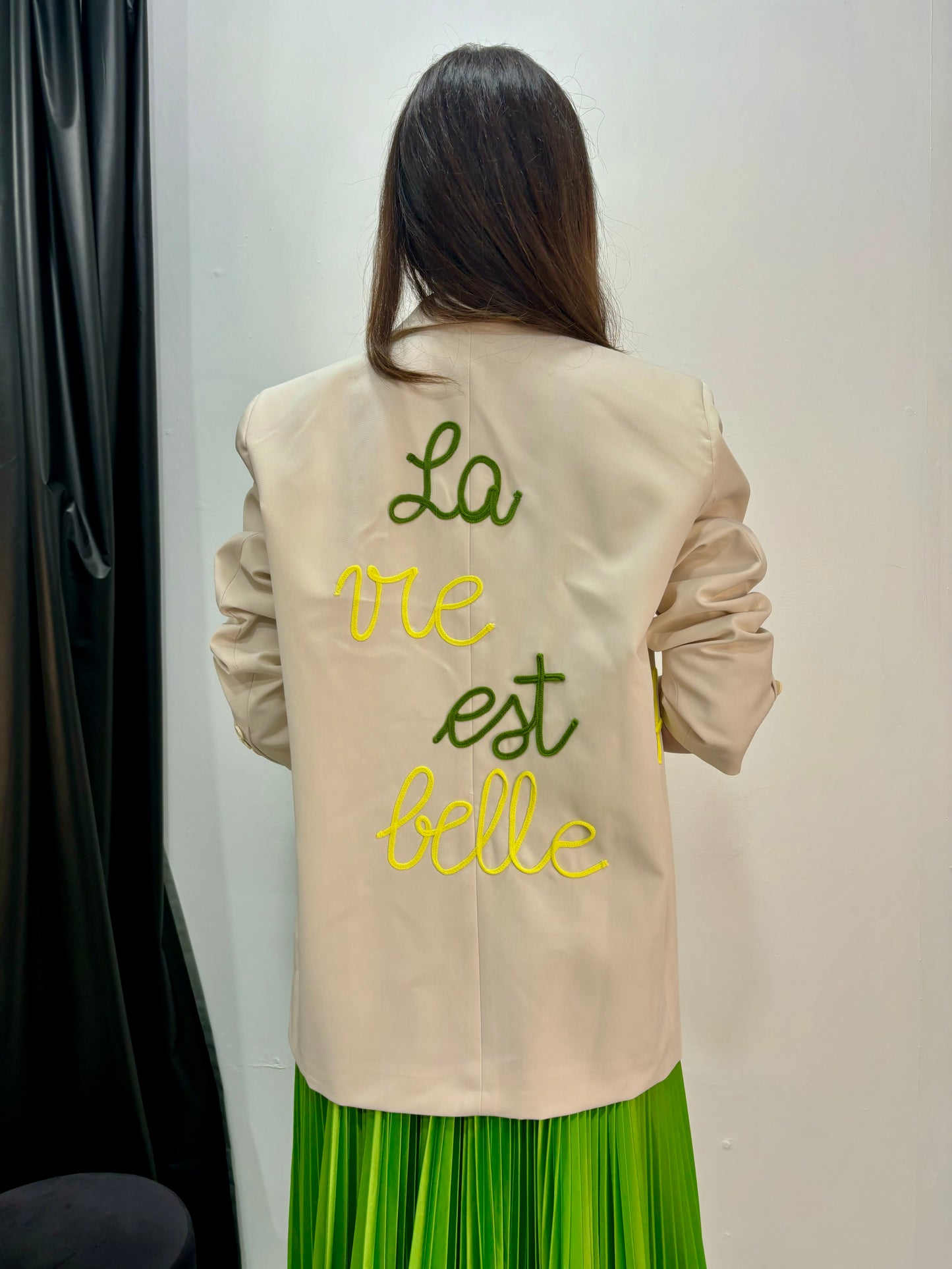 Creme Blazer with lettering