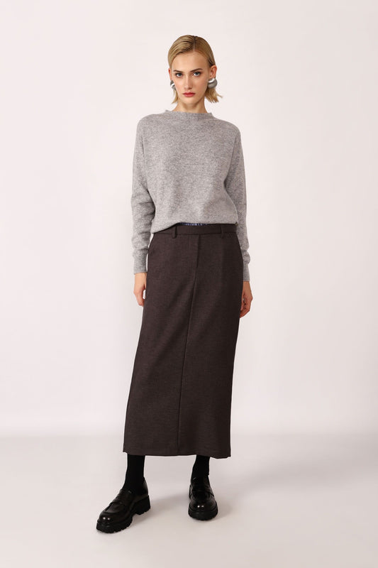 Long grey Skirt with ciel elastic band
