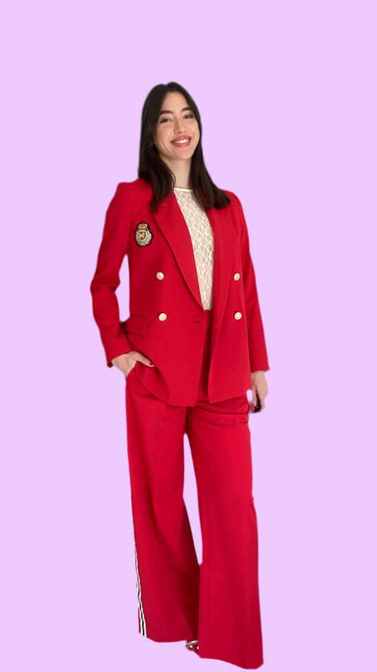 Red trouser with side stripes