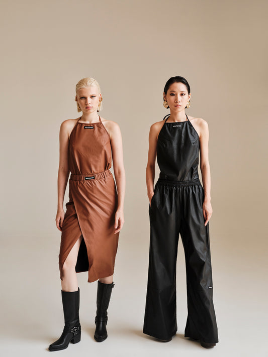 Eco leather wide leg pants