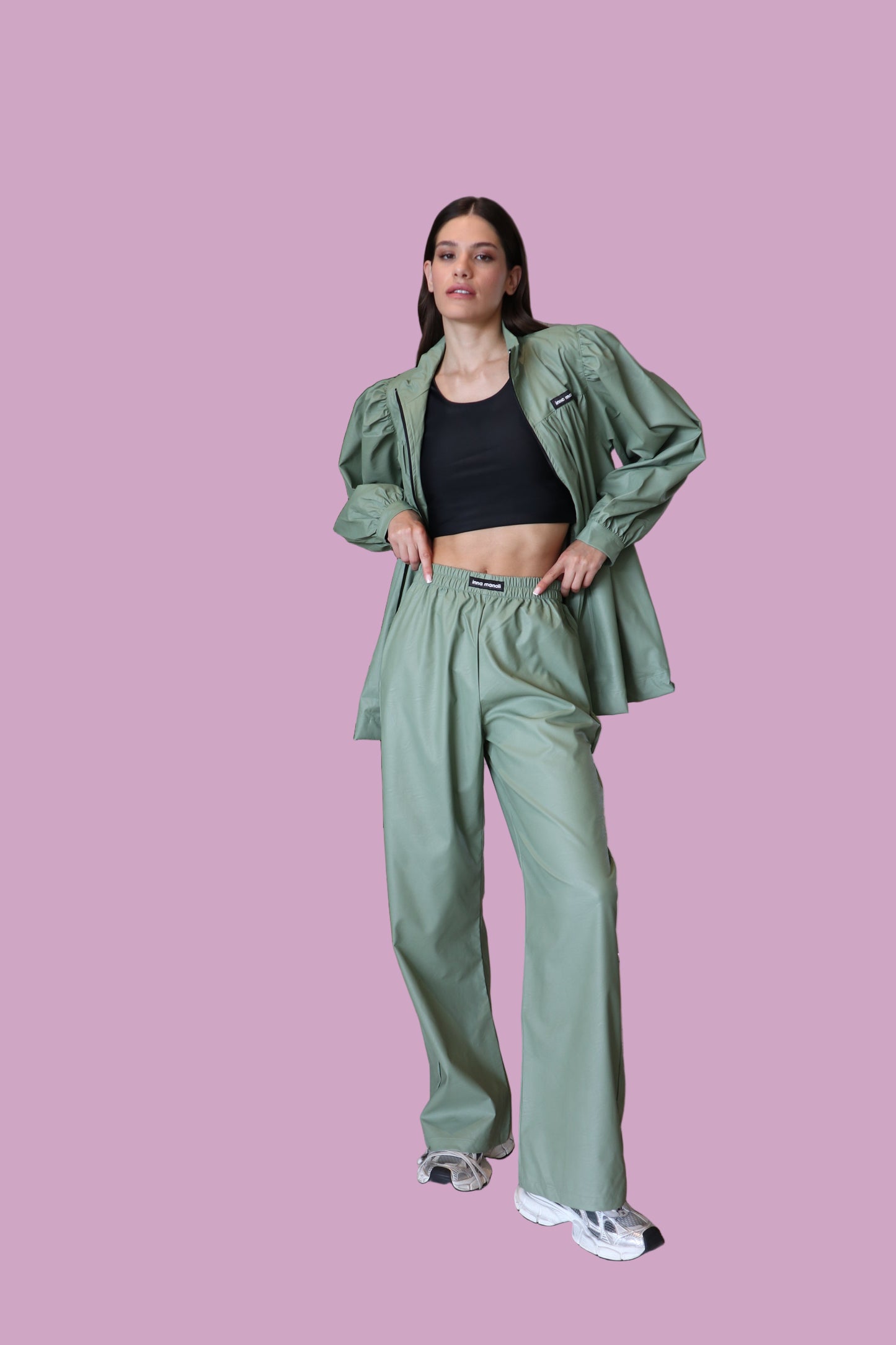 Eco leather long oversize jacket